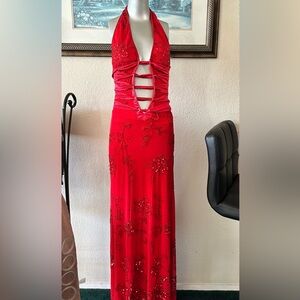 🍓SOLD🍓attitudes by debra vintage red beaded prom dress
 90s/early 2000s formal